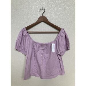 NWT American Eagle Women Purple off shoulder top beachy boho cotton casual small